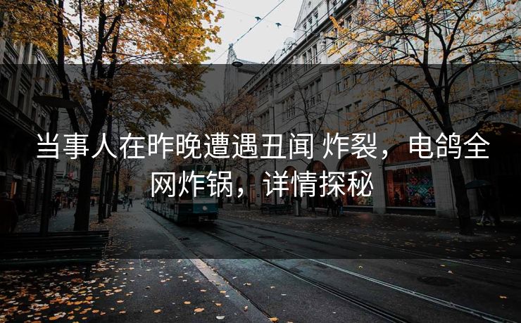 当事人在昨晚遭遇丑闻 炸裂，电鸽全网炸锅，详情探秘